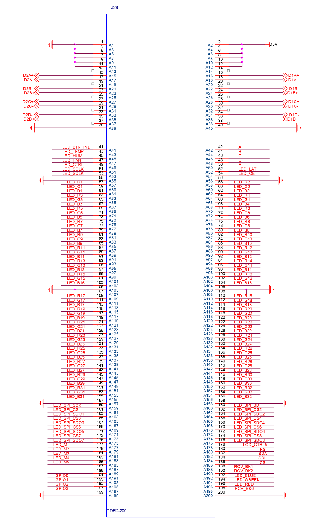 colorlight i7 Receiving Card Pin Circuit Link Example Diagram