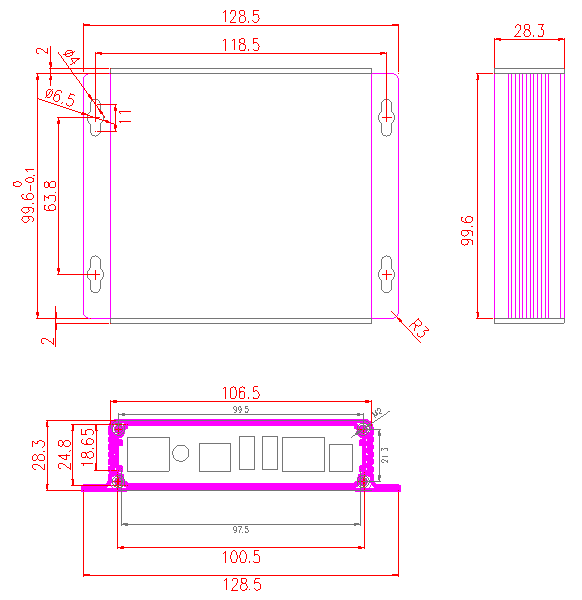 colorlight C3 Player dimension diagram