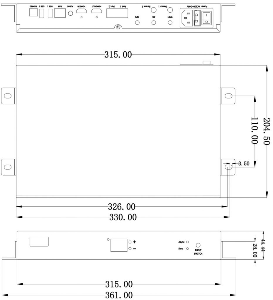 colorlight C6 Player dimension diagram