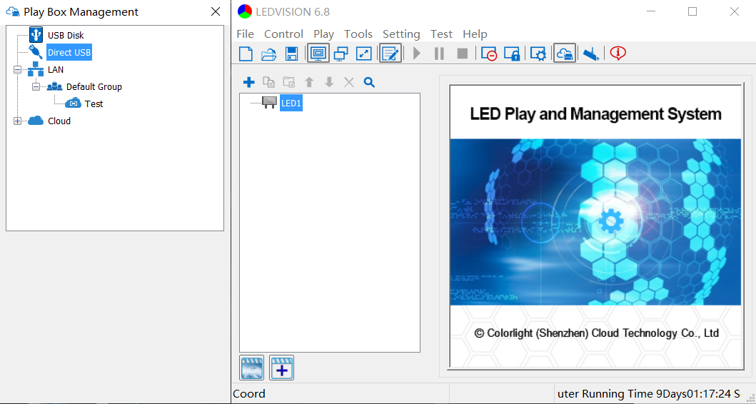play box managerment interface & ledvison