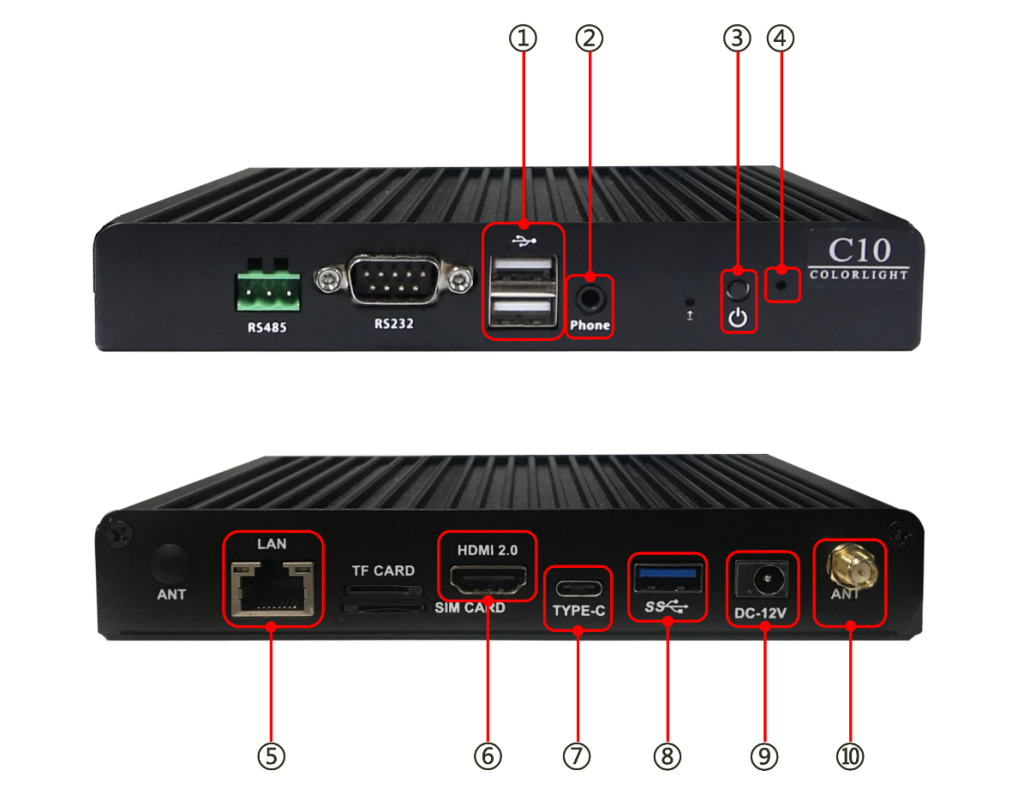 Colorlight C10 Player-interface diagram